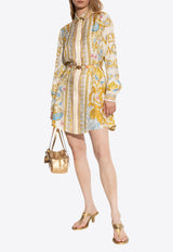Versace Underwater Barocco Silk Mini Shirt Dress