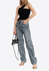 Versace Safety-Pin One-Shoulder Cropped Top