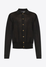 Versace Ribbed Knit Polo Cardigan
