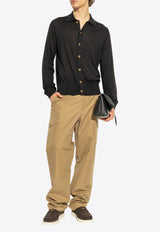 Versace Ribbed Knit Polo Cardigan