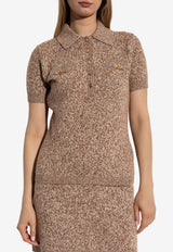 Versace Wool and Cashmere Knit Polo Top Beige 1020380 1A15451-2NG70