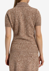 Versace Wool and Cashmere Knit Polo Top Beige 1020380 1A15451-2NG70