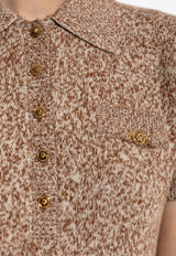 Versace Wool and Cashmere Knit Polo Top Beige 1020380 1A15451-2NG70