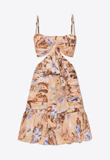 Zimmermann Coco Bow Floral Print Mini Dress