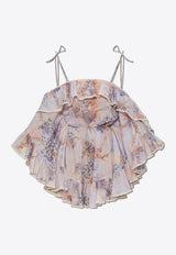 Zimmermann Cascadian Ruffle Cold-Shoulder Mini Floral Dress