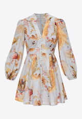 Zimmermann Ascension Plunge Floral Mini Dress
