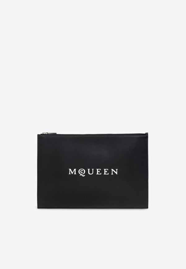 Alexander Mcqueen Logo Print Leather Zip Pouch 836148 1AAU6-1080