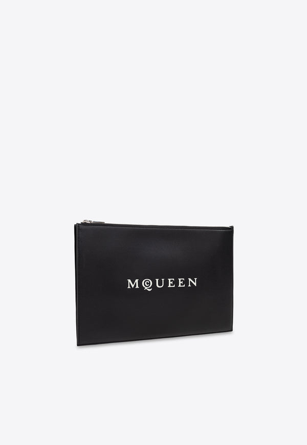 Alexander Mcqueen Logo Print Leather Zip Pouch 836148 1AAU6-1080