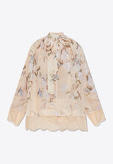 Zimmermann Cascadian Lace-Trimmed Floral Blouse