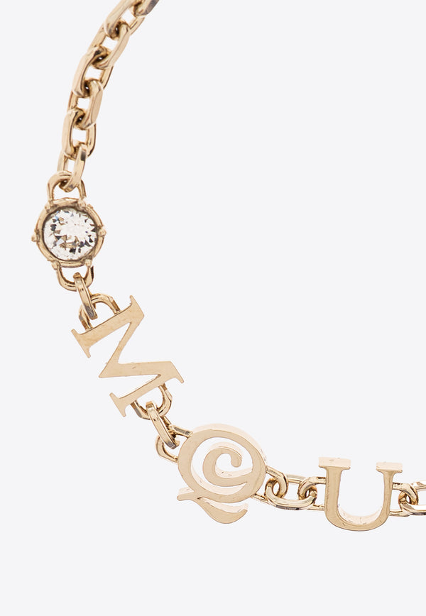 Alexander Mcqueen Logo Lettering Crystal Embellished Bracelet 836402 J161C-1035