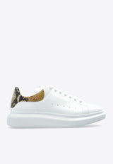 Alexander McQueen Oversized Leather Low-Top Sneakers with Snakeskin Print Heel
