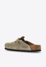 Birkenstock Boston Suede Buckled Slides Taupe 560771 F-TAUPE