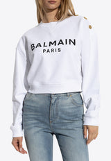 Balmain Logo Print Cropped Sweatshirt