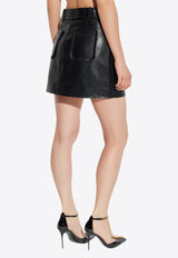 Balmain Belted Mini Cargo Skirt in Nappa Leather
