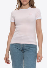 Kenzo Boke Flower 2.0' Embroidered Ribbed T-shirt Pink FF52TS156 4SJ-33