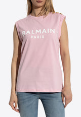 Balmain Logo Print Sleeveless T-shirt