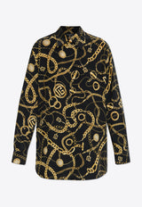 Balmain Chains Print Long-Sleeved Silk Shirt