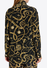 Balmain Chains Print Long-Sleeved Silk Shirt