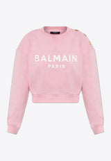 Balmain Logo Print Cropped Sweatshirt