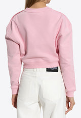 Balmain Logo Print Cropped Sweatshirt