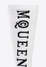 Ribbed Socks with Contrasting-Logo