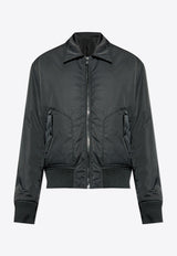 Balmain Logo Stamped Zip-Up Bomber Jacket