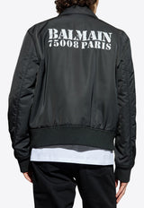 Balmain Logo Stamped Zip-Up Bomber Jacket