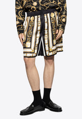 Balmain Baroque Print Silk Bermuda Shorts