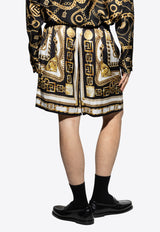 Balmain Baroque Print Silk Bermuda Shorts