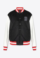 Balmain Wool and Faux Leather Varsity Bomber Jacket