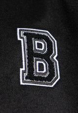 Balmain Wool and Faux Leather Varsity Bomber Jacket