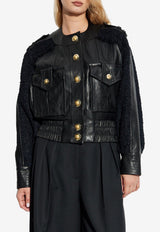 Balmain Tweed and Leather Bomber Jacket