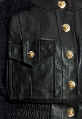 Balmain Tweed and Leather Bomber Jacket