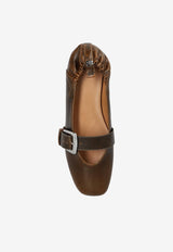 GANNI Buckle Leather Ballet Flats