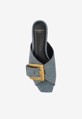 Balmain Anthem Denim Flat Sandals