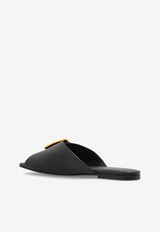 Balmain Anthem Leather Flat Sandals