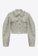 GANNI Tweed Cropped Blazer