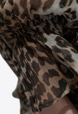 GANNI Leopard Print Sheer Blouse