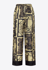GANNI Graphic Print Silk Pants