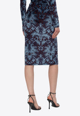 Etro Damask Pattern Velvet Pencil Skirt