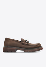 Ferragamo Cocoon Gancini Suede Loafers