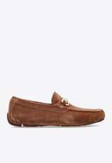 Ferragamo Parigi Double Gancini Suede Loafers