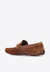 Ferragamo Parigi Double Gancini Suede Loafers