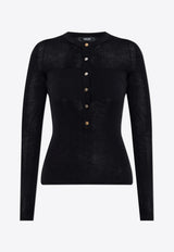 Versace Henley Wool Ribbed Knit Top