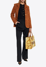 Versace Henley Wool Ribbed Knit Top