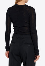 Versace Henley Wool Ribbed Knit Top