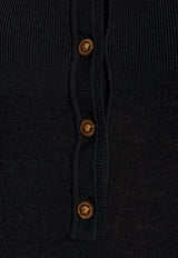 Versace Henley Wool Ribbed Knit Top
