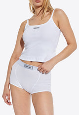 Versace Logo Embroidered Ribbed Tank Top