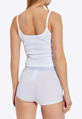 Versace Logo Embroidered Ribbed Tank Top