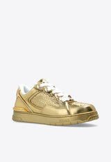 Versace Biggie Basket Metallic Leather Sneakers